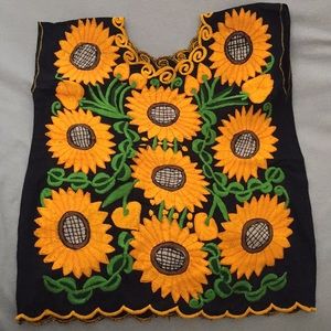 SIZE S- M Mexican  Embroidered sunflowers blouse